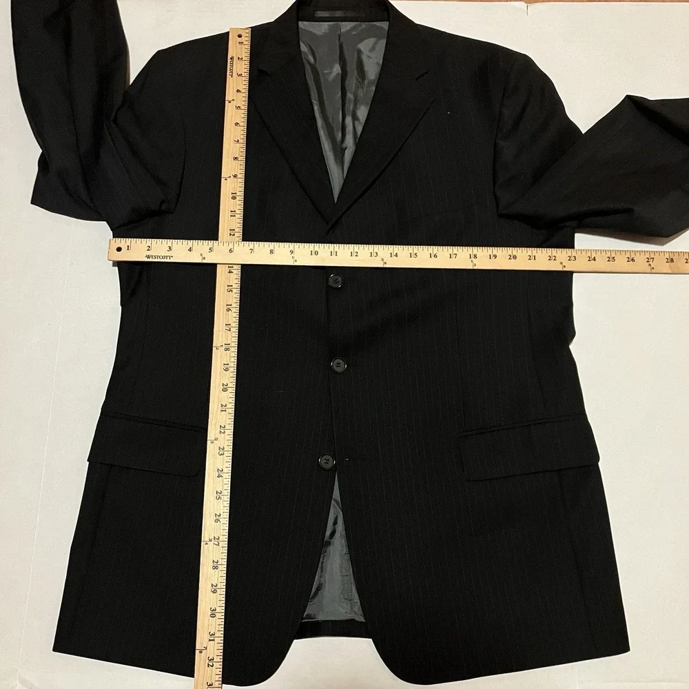 Westbury Mens Size 54 Black Striped Wool‎ Blend Blazer Jacket 3 Button Sport